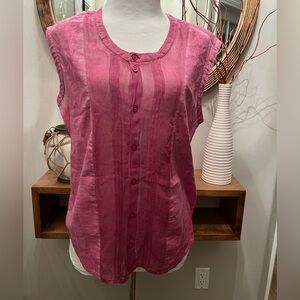 Diesel Women's Sleeveless, Button-up Top with Tie Pink Size Small
